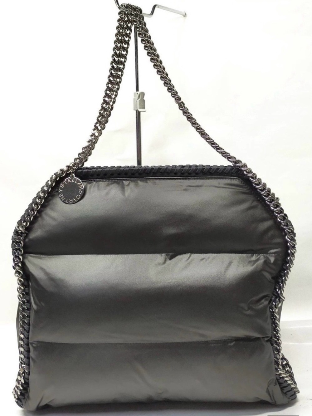 Stella McCartney Black Quilted Shoulder Bag with Gunmetal Chain